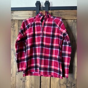 Eddie Bauer Women's Red and Purple Fleece Pullover